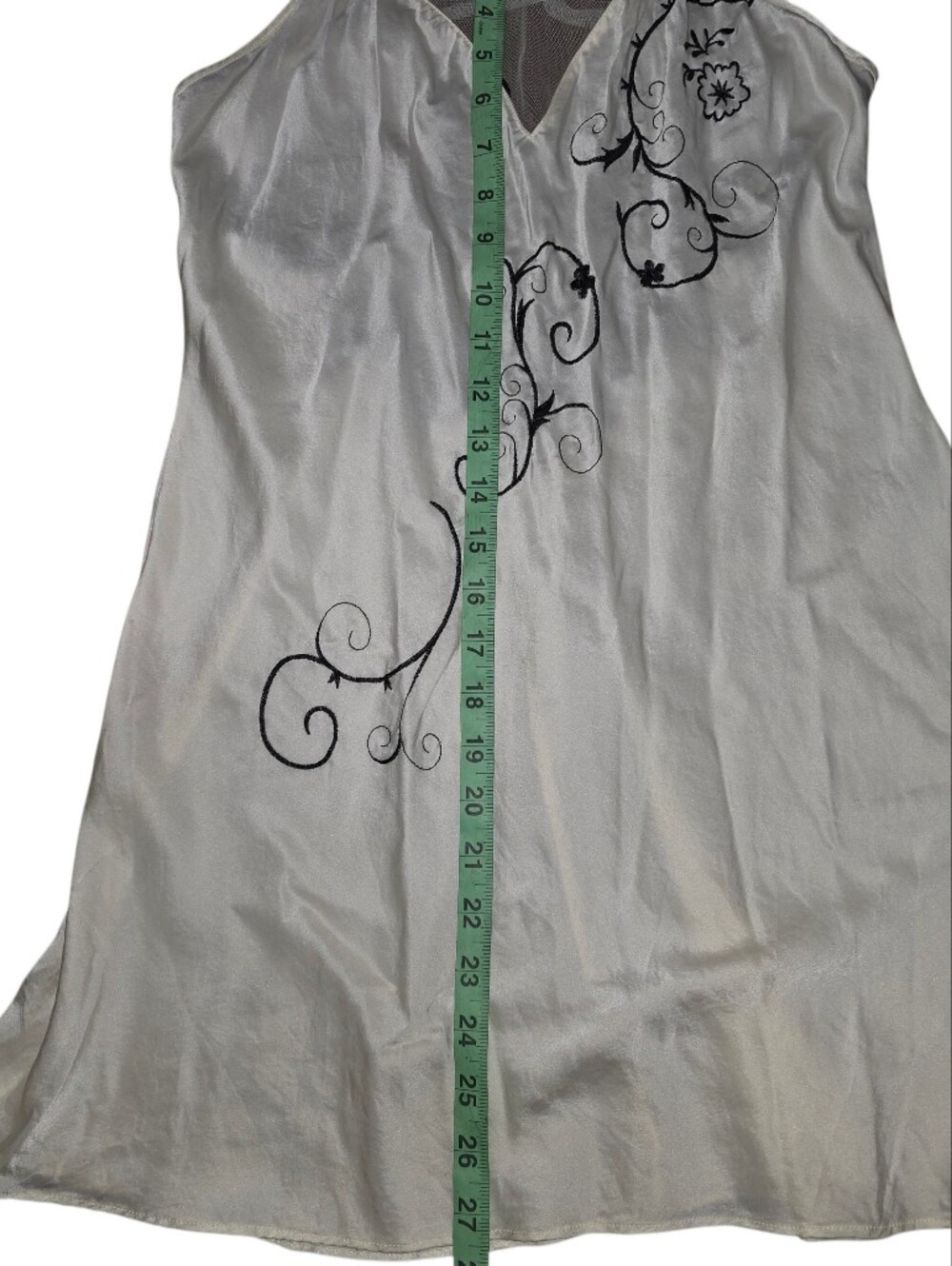 VTG Victoria’s Secret Y2K Ivory Silk Slip Dress Mesh Embroidered Fairycore M - Picture 9 of 11